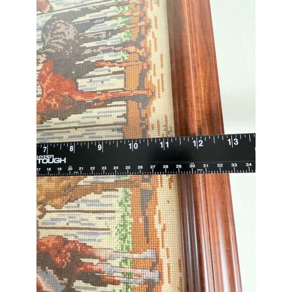 Competed Little Partners Cross Stitch Decorative Horse Art Framed VTG Wall Decor - Picture 10 of 15